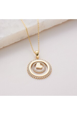 (MNZ-Love Ring Heart Pendant 14k Gold _ مبيع بدون سلسلة، وزنه 1.80 جرام SKYL08 - Garogold