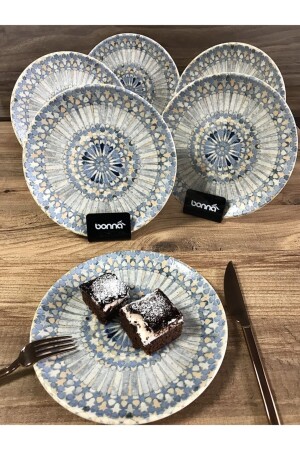 MNZ-Luca Mosaik Series 6 قطع لوحة حلوى 19 سم A0812 - Bonna Porselen