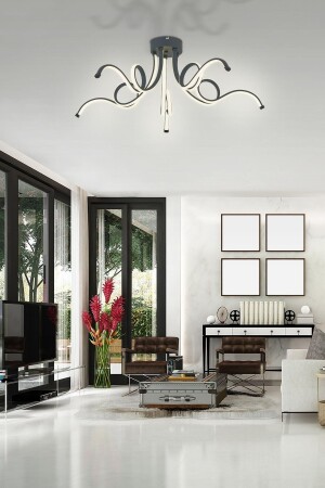 MNZ-Lucea 3 لون LED Antresit لون 5-Plafone شمعة LMR-2090-05-GR - Lamorehome