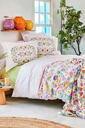 MNZ-Ludo Pink 100% قطن مزدوج غطاء غطاء 200 - Karaca Home