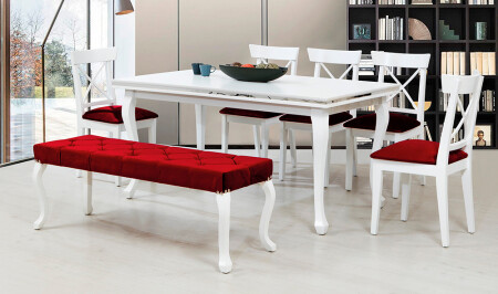 مجموعة طاولة الطعام الكبيرة من MNZ-Lükens - بيضاء - Cadde Yıldız