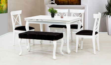 مجموعة طاولة الطعام من طراز MNZ-Lukens - بيضاء - Cadde Yıldız