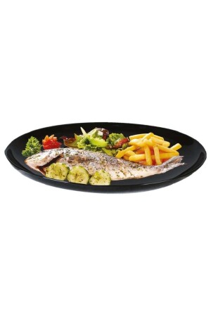 MNZ-Luminarc Carine Arcopal Black 2 قطع 33 سم لوحة تناول البيضاوي و 1 قطعة من 27 سم لوحة سلطة القشريات. - MADAME LUDA