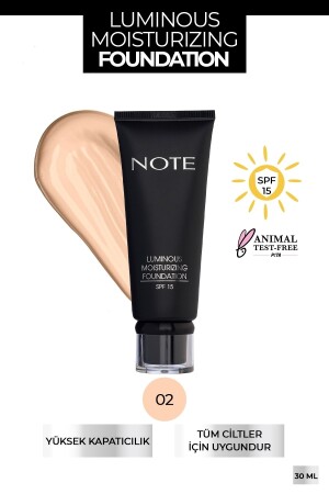 مؤسسة MNZ-Luminous Moisturizing Foundation 02 بيج طبيعي - Note Cosmetics