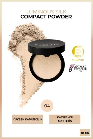 MNZ-Luminous Silk Compact Powder 04 رمال ماتي تمتد مسحوق مسحوق وجه - Note Cosmetics