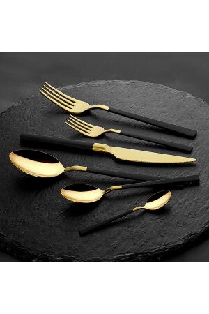 MNZ-Lumix Gold Black - 36 قطعة فرقة سكين ملعقة مجموعة LUM-0342 - Amboss