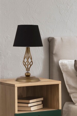 مصباح طاولة من نوع MNZ-Lupine Antique Lamp with Black Hat تصميم حديث غرفة المعيشة-غرفة النوم مرجعية 3596-1M-FR-BL - Apliqa