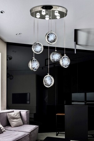 MNZ-Luxury حصرية مصباح معلق حديثة شمعة ست قطع كروم جسم بارد أبيض أبيض ضوء برنز1193 - burenze