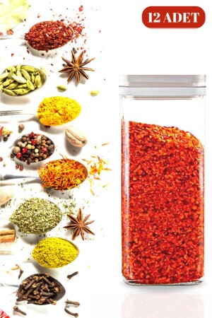 MNZ-Luxury 12-piece Acrylic Plastic Labelled Transparent Spice Jar تخزين مجموعة (250 مل) MİKAS1-S5 - Rossel Premium