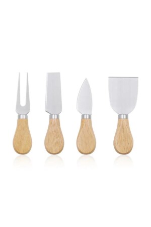 MNZ-Luxury Bamboo Handle Steel Cheese Knife Set of 4 - تشيز عرض مجموعة من 4 - Kitchen Design Lab