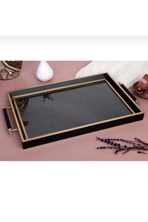 (MNZ-Luxury Black Glitter Tea Tray) ، (تلاسلات العروض) - Sillage Home