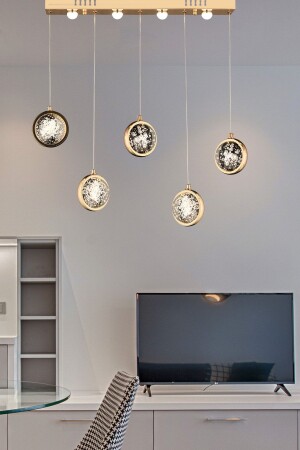 MNZ-Luxury حصرية مصباح معلق حديثة شمعية خمسة صفات ذهبية صفراء جسم ضوء النهار burenze4477 - burenze