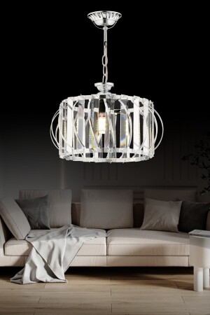 MNZ-Luxury Chrome 27cm شمعة حجر الكريستال - Luna Lighting