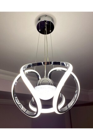 MNZ-Luxury Chrome Chandelier مع LED 3 ألوان كرة كريستال مضيئة 1514 - Retro