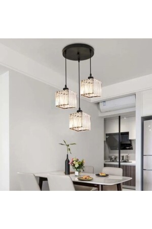 MNZ-Luxury Crystal 3-piece Pendant Lamp مشهد مشعة سوداء ultramsks-3 - Ultra Home