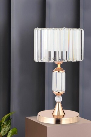MNZ-Luxury Crystal Stone Gold Cylinder Lampshade 160504001078 - İstanbul Avize