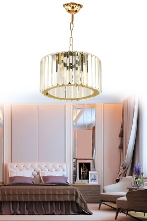 MNZ-Luxury Diamond Gold Crystal Stone Chandelier - İstanbul Avize