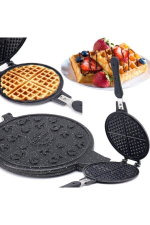MNZ-Luxury Granite Stovetop Waffle Pan Bakelite معالجة المنتج الجديد thwfl323201 - TAŞHAN