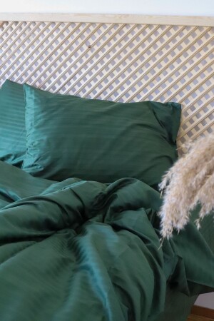 MNZ-Luxury Hotel Series حجم واحد مقصود من الشريط ساتن غطاء غطاء مجموعة مع الأوراق المطوية اللون الأخضر textaten01 - Tekstil Home