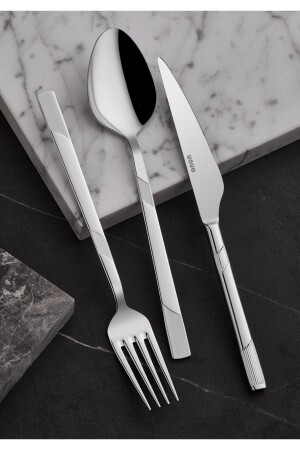 MNZ-Luxury Inci Plain 60 Piece Fork Spoon Set ultrainci-60 - Ultra Home