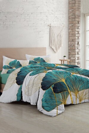 MNZ-Luxury Leaves Luxury Double Cotton Satin Duvet Cover Set - Monohome