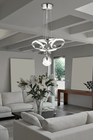 MNZ-Luxury مصباح معلق حديث LED شمعية كروم LED شمعية متعددة المراحل 3 ألوان fico0557 - Fico Home