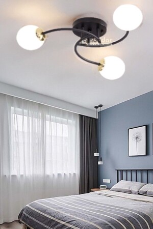 MNZ-Luxury Model Plafonier Triple Black عصرية الزجاج البيضاء الشنابل LMBDR35092 - Lambadar