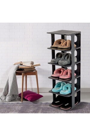 MNZ-Luxury Shoe Rack Organizer 5 طبقة Anthracite Gray Byv-Shoe Rack01 - Bayev