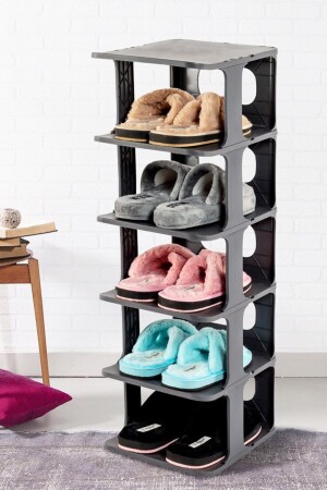 MNZ-Luxury Shoe Rack Organizer ناقل 5 طبقات متعددة الطبقات رصيف الأحذية الرمادي - Deyhome