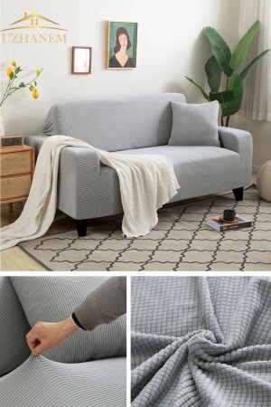 MNZ-Lycra Stretch Elastic Flexible Washable Square Pattern غطاء الأريكة ثلاثية المقاعد غطاء الأريكة غطاء الأريكة - Uzhanem