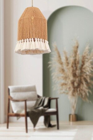 MNZ-Macaron واحد Wicker ماكروم نمطية غرفة نوم في النمط البوهمية، غرفة الأطفال، الممر، غرفة المعيشة مصباح معلق شمعة 4090-01-FR - Apliqa