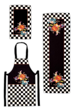 مجموعة مطبخات من طراز MNZ-Mackenzie Checkerboard Set 3 - ركنر ، غطاء الفرن وفرن المطبخ هدية-ltd370 - Latuda Concept