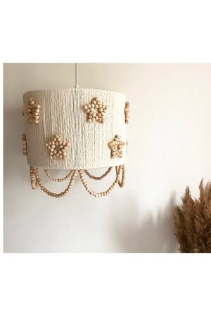 MNZ-Macrame Chandelier مع النجوم الخشبية - Tinythings