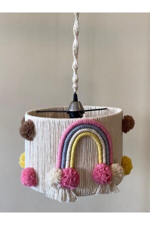 غرفة الأطفال MNZ-Macrame شمعة غرفة الأطفال Ecru Pendant Lamp Rope شمعة EVM-005 - EviminDekoru