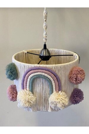 MNZ-Macrame Pompom غرفة الأطفال شمعة - Evimindekoru