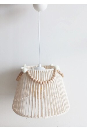 MNZ-Macrame String Wrap خشبية الخاتم Ecru Pompom صناعة غرفة الأطفال ومصابيح اللومبنتات القنابل 178VZ - C&A