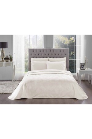 MNZ-Madison Jacquard مزدوجة المكعبات مجموعة Ecru - Taç