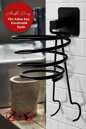 MNZ-Magic Adhesive مشبك تجفيف الشعر الأسود معلقة مشبك تجفيف الشعر الأسود 1 قطعة - Anadolu Saray Çarşısı