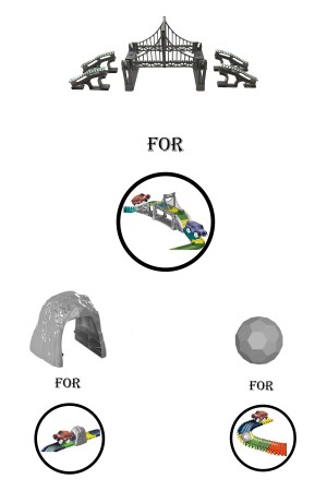 MNZ-Magic Tracks Accessories جسر - نفق حجر - كرة حجر تنطبق على جميع منتجات المسارات - Kayyum Oyuncak