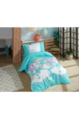 MNZ-Magical Aqua Single Poplin Duvet Cover Set 8698499158078 - Hobby