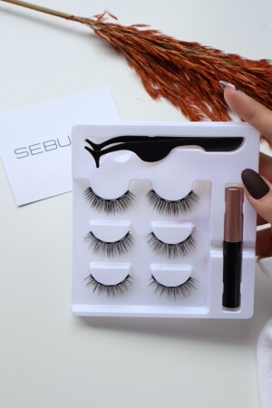 MNZ-Magnetic Lash رموش مغناطيسيين تبدو حقيقية 3 أزواج من رموش العينات المزققين وضع رموش كاذبة - Sebura