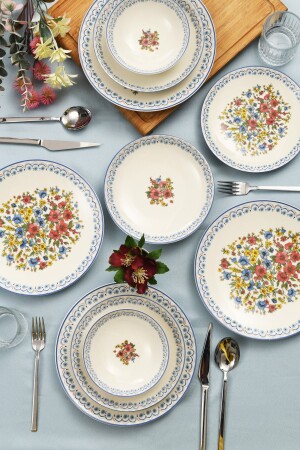 (MNZ-Magnolia) طقم عشاء 24 قطعة لـ 6 أشخاص (GBSATN24Y4R2132 - Güral Porselen