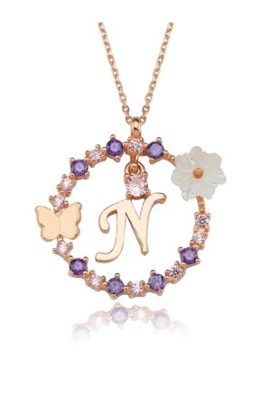 (MNZ-Magnolia) الأزهار الأحلام (ن) الحرف (ن) الوردة اللون (الفضة) الحرف (الرقبة (KL03371-MLV) - Mia Vento