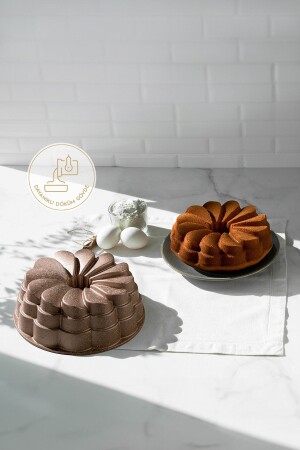 MNZ-Magnolia Rose Gold Cast Cake Mold 26 سم M01007G - Nehir