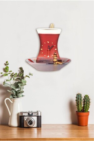 برج النعمة من النعمة (MNZ-Maiden's Tower Tea Glass) المذبذب المذبذب الساعة الجدارية المطبخة SKT1008 - Sokaktaki Hediyem