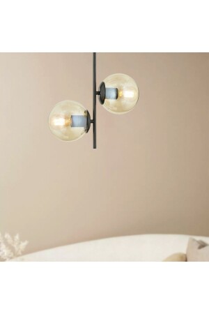 MNZ-Malibu 2 قطعة زجاج العسل الأسود غرفة الأطفال الحديثة المطبخ غرفة النوم غرفة المعيشة الاحترافية شمعة 3489-02-02-BL - Apliqa