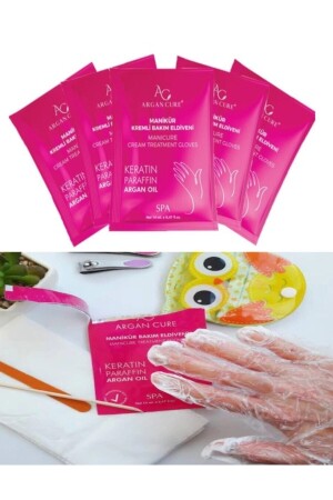 MNZ-Manicure كريمية قفازات الرعاية كيراتين بارافين محتويات زيت الأرجان 5 قطع مزايا - Argan Cure