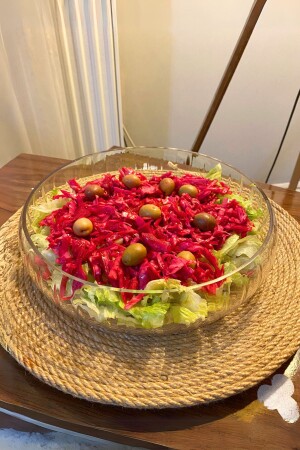 MNZ-Manual Glass Large Salad Bowl Line Body Presentation Dish 24x6 5 سم لون SCN 024 - Jenisa