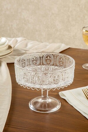 MNZ-Manual Made شفاف الزجاج مستديرة قدم عرض وعاء عرض حامل 19x20,50 سم FL. IFD. 150 - Jenisa