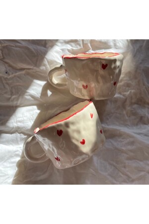 MNZ-Manual Red Heart Mug (مصنوعة يدوياً) (مكونة 1 كمبيوتر) sktpt609 - sukupotCeramics